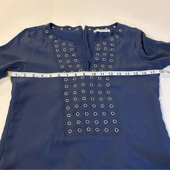 100% Silk Navy Blue Cocktail Dress by LAVANDER BROWN XS - Picture 4 of 9